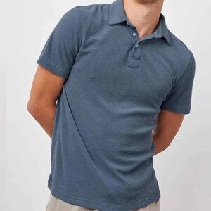 Rails Rhen Terry Cotton Polo Shirt in Blue Mirage Sz XL